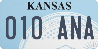 KS license plate 010ANA