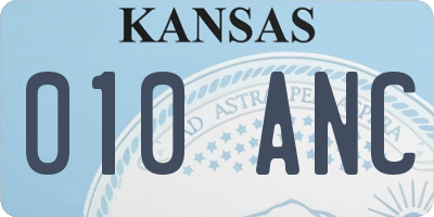 KS license plate 010ANC