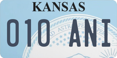 KS license plate 010ANI