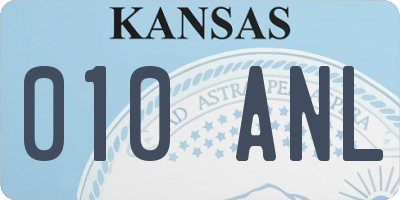 KS license plate 010ANL