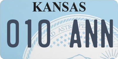 KS license plate 010ANN