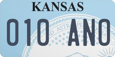 KS license plate 010ANO
