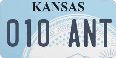 KS license plate 010ANT