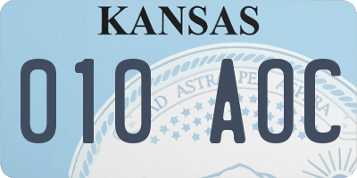 KS license plate 010AOC