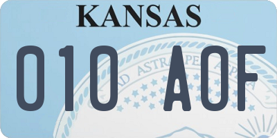 KS license plate 010AOF