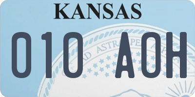 KS license plate 010AOH