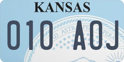 KS license plate 010AOJ