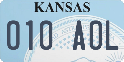 KS license plate 010AOL