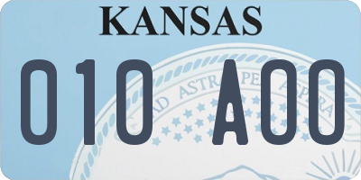 KS license plate 010AOO