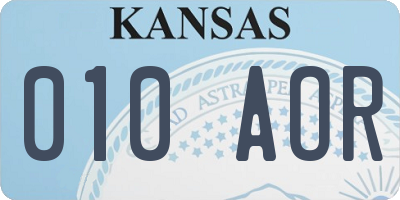 KS license plate 010AOR