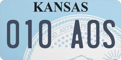 KS license plate 010AOS