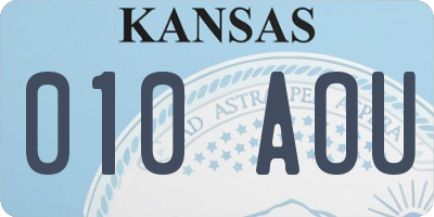 KS license plate 010AOU