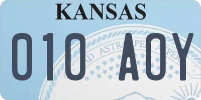 KS license plate 010AOY