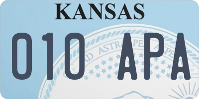 KS license plate 010APA