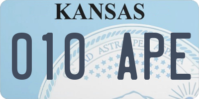 KS license plate 010APE
