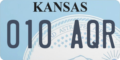 KS license plate 010AQR