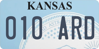 KS license plate 010ARD