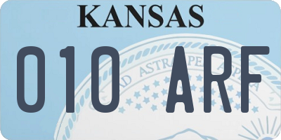 KS license plate 010ARF