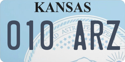 KS license plate 010ARZ