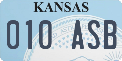 KS license plate 010ASB