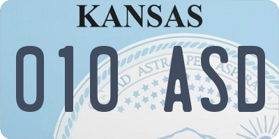 KS license plate 010ASD
