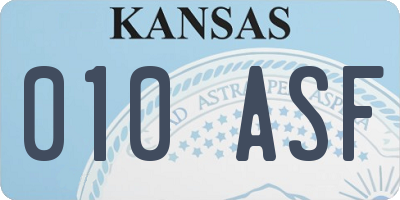KS license plate 010ASF