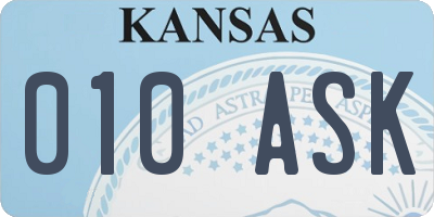 KS license plate 010ASK