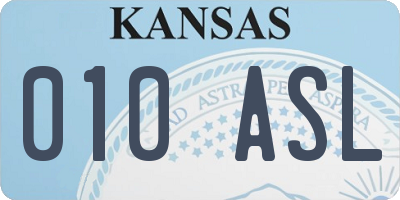KS license plate 010ASL