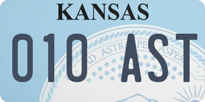 KS license plate 010AST