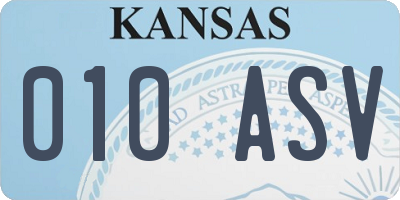 KS license plate 010ASV