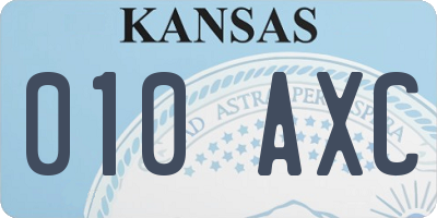 KS license plate 010AXC
