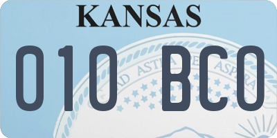 KS license plate 010BCO