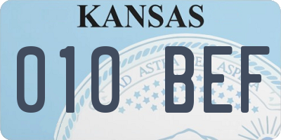 KS license plate 010BEF