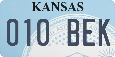 KS license plate 010BEK