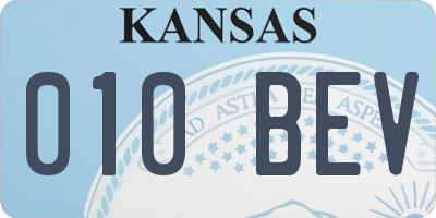 KS license plate 010BEV