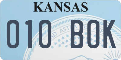 KS license plate 010BOK