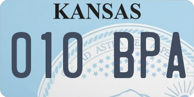 KS license plate 010BPA