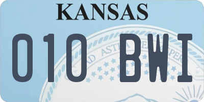 KS license plate 010BWI