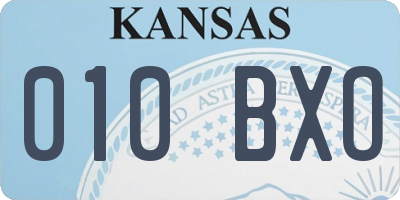 KS license plate 010BXO