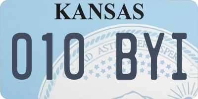 KS license plate 010BYI