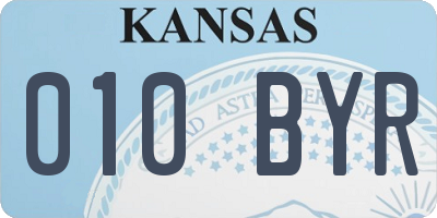 KS license plate 010BYR