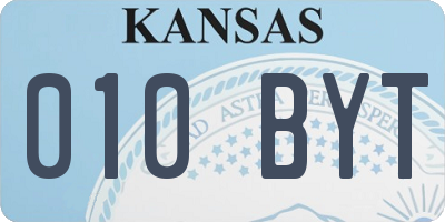 KS license plate 010BYT