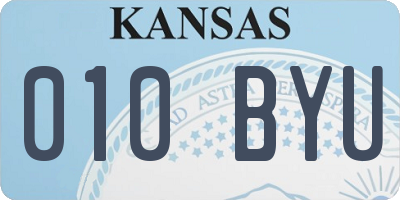 KS license plate 010BYU