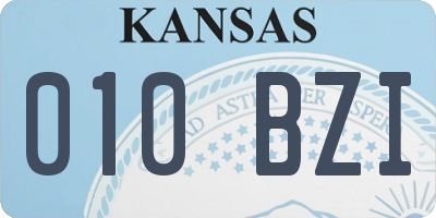 KS license plate 010BZI