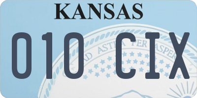 KS license plate 010CIX