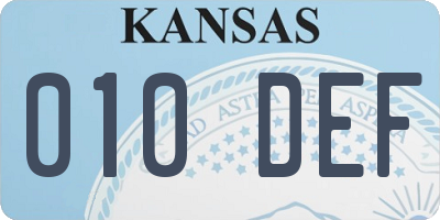 KS license plate 010DEF
