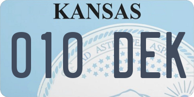 KS license plate 010DEK