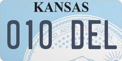 KS license plate 010DEL