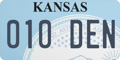 KS license plate 010DEN