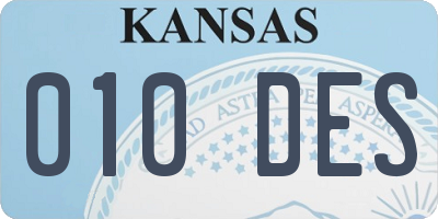 KS license plate 010DES